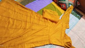 Musturd Colour Long Anarkali With Net Dupatta