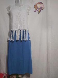 White Tops With Blue Skirt