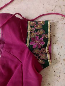 Embroidered Sleeve Magenta Blouse