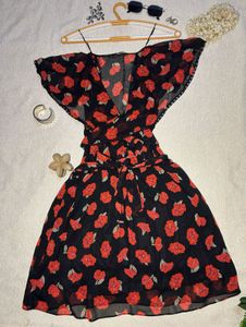 Zara Black Floral Print Dress🖤