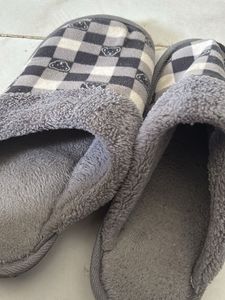 Cozy Grey Checkered Slippers
