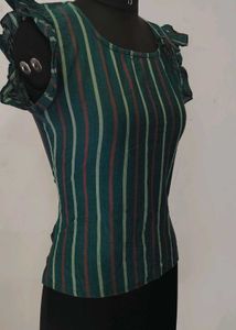 Striped Ruffle Sleeve Top