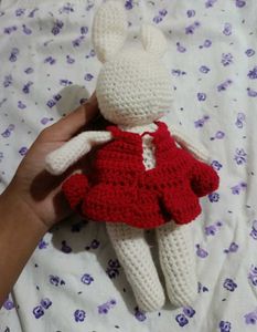 Crochet Bunny Doll in Red Dress