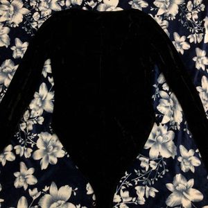Black Velvet Long Sleeve Bodysuit