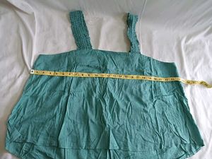 Square Neck Sleeveless Cyan Top