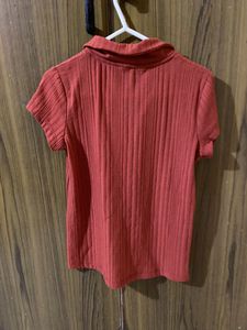 Max Red  Ribbed Top