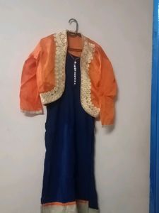 Cotton Top And Banarasi Coat
