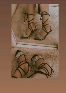 Rhinestone Tie-Up Heels