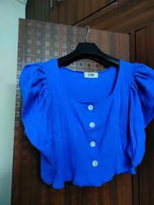 Blue Puff Sleeve Top