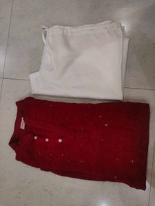 Mens Festive Wear Kurta Pajama With Sequence Work