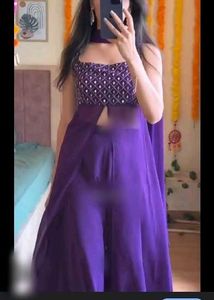 purple Ethnic Kurti palazo Dupatta 3 piece set