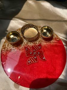 Red Swastik Thali Resin