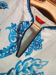 W Women Blue Floral Kurta