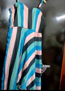 Multi Lining Print Dress For 34 Bust