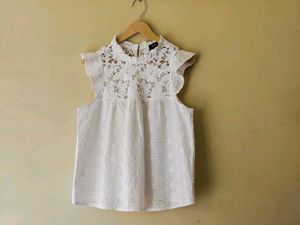 Eyelet Lace Mock Neck Top