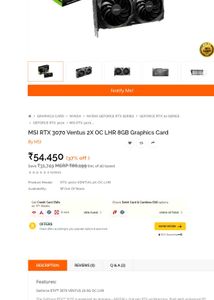 RTX™ 3070 VENTUS 2X 8G OC LHR Graphic Card