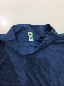 Blue Tshirt Turtle Neck Top