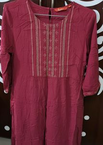 Peach Colour Knee Length Kurti For Women