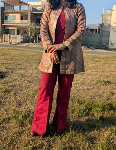 Wine Color Silk Co Ord Set