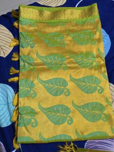 Elegant Mustard & Blue Saree