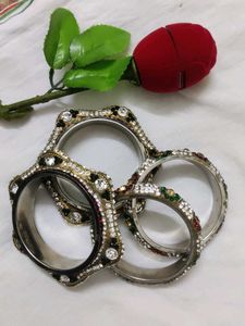 Sparkling Beaded Bangles (Set of 4)