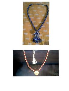 Blue & Gold Necklace With Red Earing
