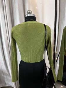Green Full Sleeve Ribbed Top