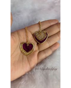 Resin Rose Heart Pendant Necklaces