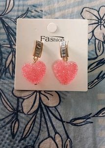 Korean Pink Crystal Drop Earrings