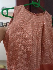 Coral Party Wear Sleeveless Dress