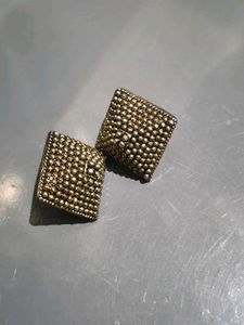 Vintage Square Gold Tone Earrings