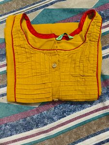 Mustard Kurti with Detailed Neck