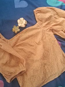 Mustard Puff Sleeve Top
