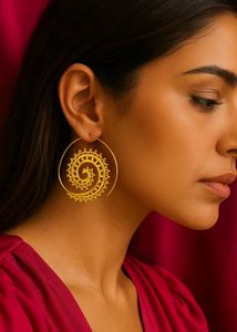 Circle Real Brass Earring. Bohemian Style