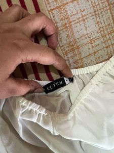 WHITE FULL SLEEVES BARDOT TOP