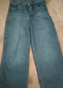 Blue Washed Wide Legged Denim Jeans