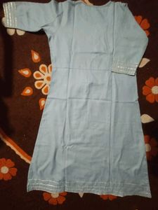 Grey Cotton Blend Tie Up Kurti
