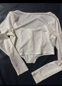 White Long Sleeve Corset Top