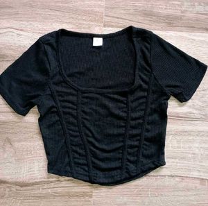 Black Corset Style Crop Top