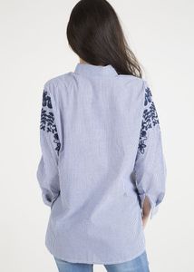 Striped Embroidered Button-Up Shirt