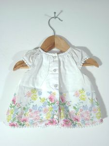 Little Me White Printed Girls Frock (Kids)