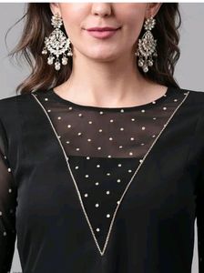 Polycrepe A Line Kurta With Plazo