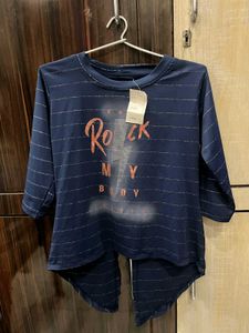 Blue Graphic Print Top