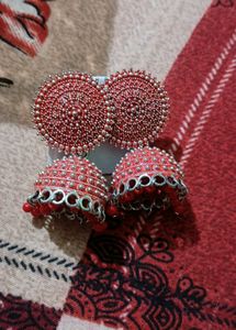 Red Jhumka Earrings