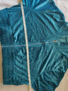 SHEIN Blue Velvet Cropped Hoodie