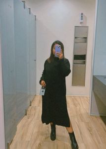 Black Ribbed Knit Dress