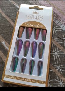 Hot Pink And Multicolored Press On Nails Combo