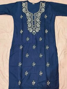 Embroidered Blue Kurti - XXL