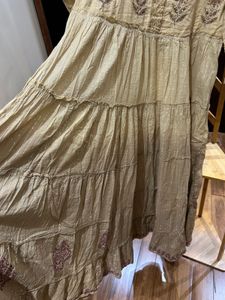 Beige/brown Tiered Ethnic Gown