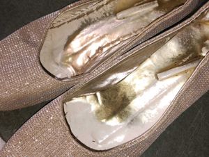 Used Sparkly Gold Ballerinas With Heels